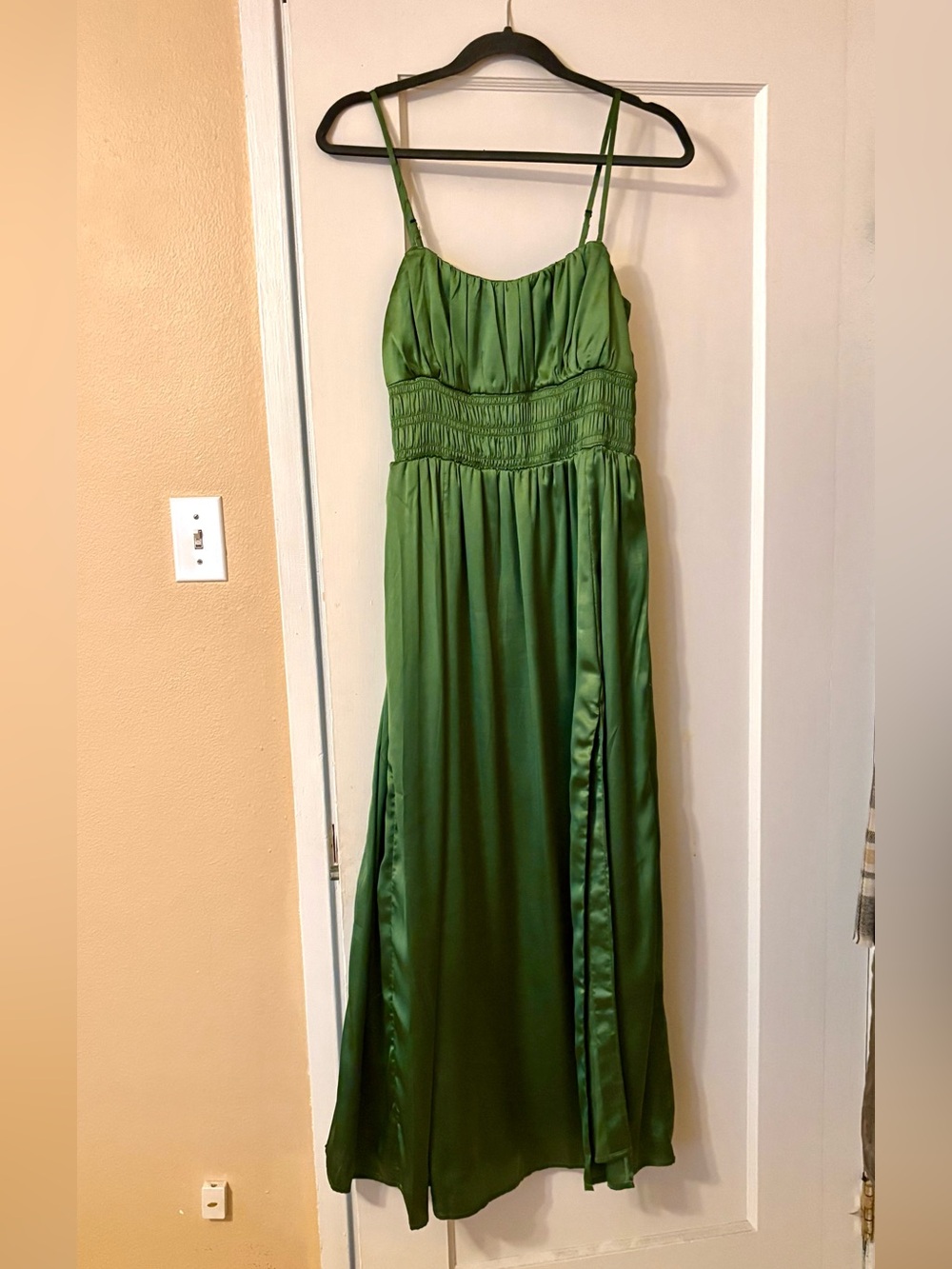 Abercrombie & Fitch Emerald Green Satin Midi Dress